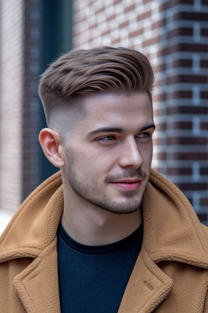 "A versatile and classic undercut hairstyle fade that focuses on a soft, natural transition between lengths, offering a subtle and clean look that never goes out of style."
