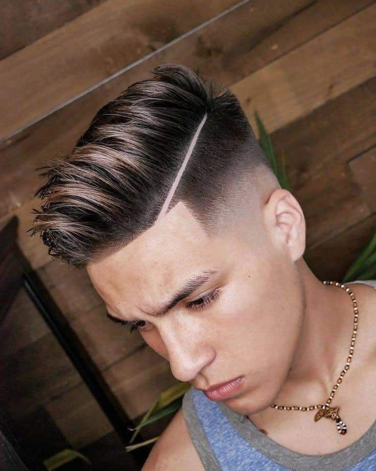 "A sleek and precise undercut hairstyle fade for straight hair, showcasing sharp lines and a smooth contrast between the flat top and the faded sides."