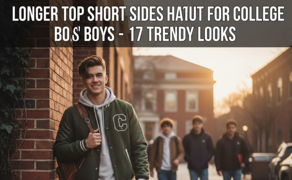 College boy trendy haircut feature image - Longer top and short sides style.