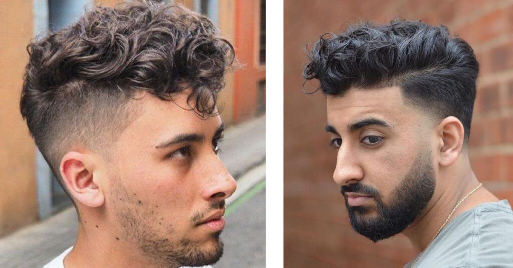 13. curly bob with deep side sweep