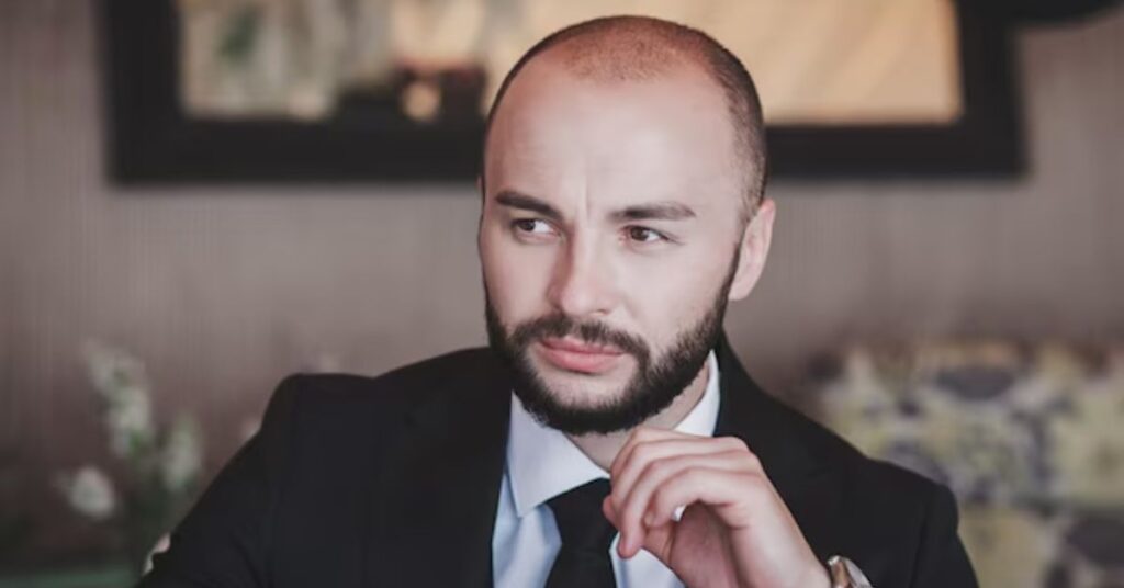 bald fade with stubble balance mature men