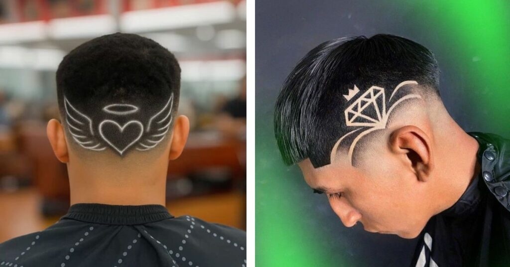buzz cut with triangle or artistic patterns