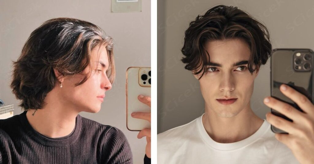 30 Textured Messy Hairstyles for Men messy curtain style