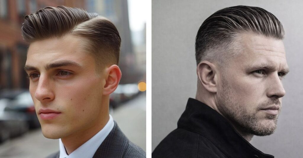 30 Textured Messy Hairstyles for Men Messy Slick Back Hybrid