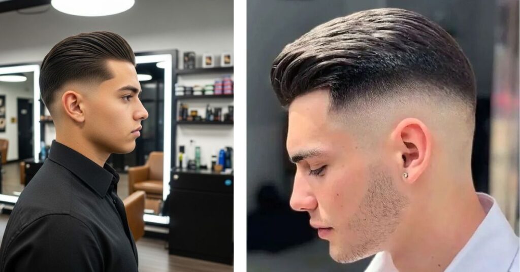 mid fade with slick back