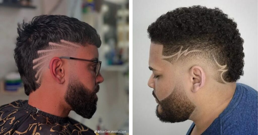 skin fade with geometric patterns