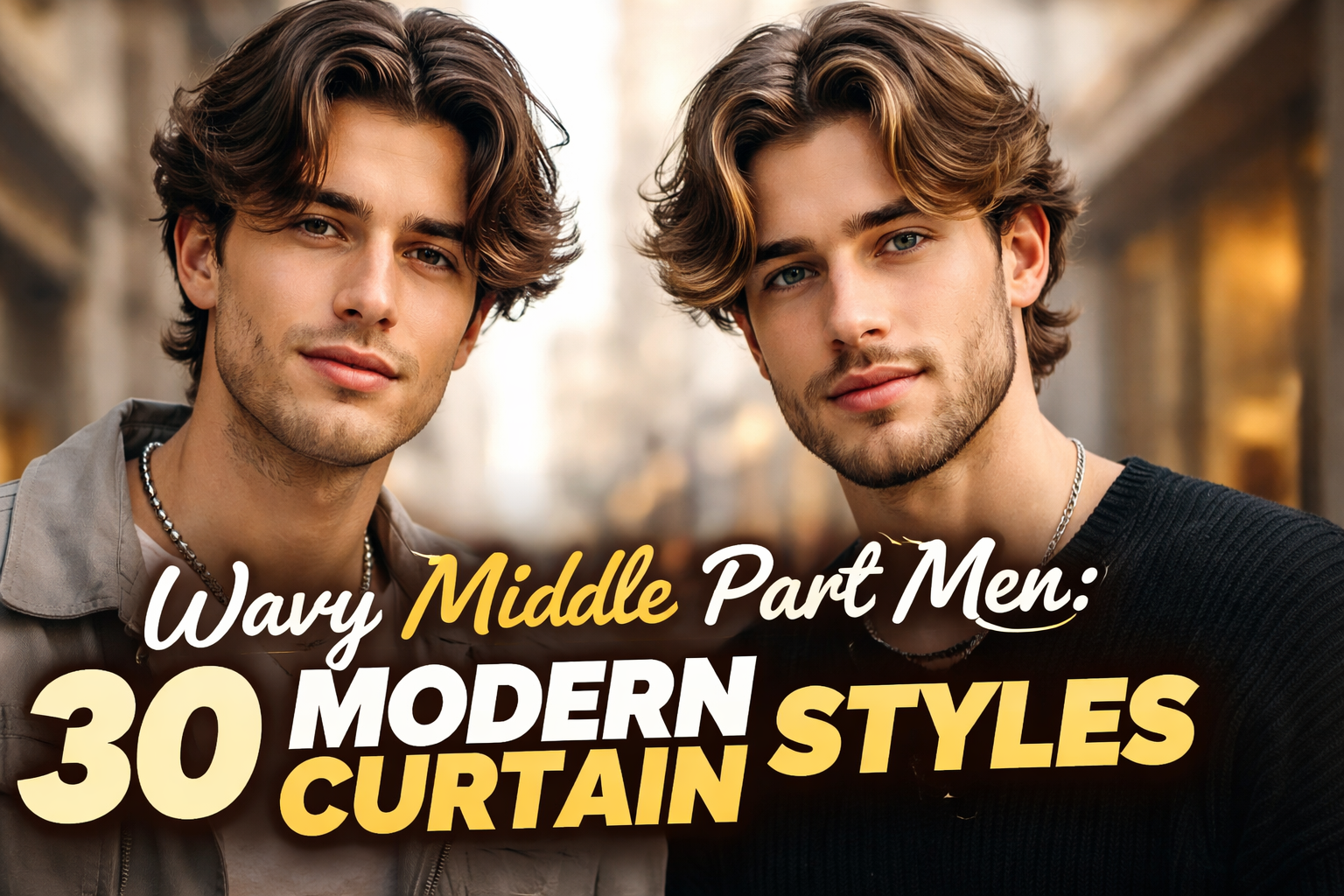 Wavy Middle Part Men