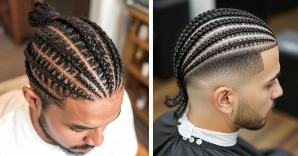 cornrows with taper fade