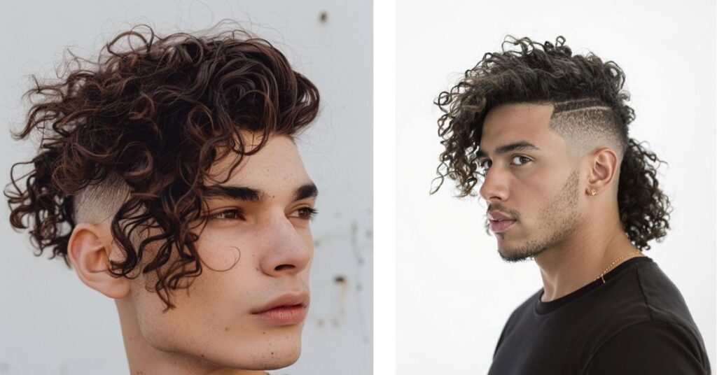 fade with line design mullet