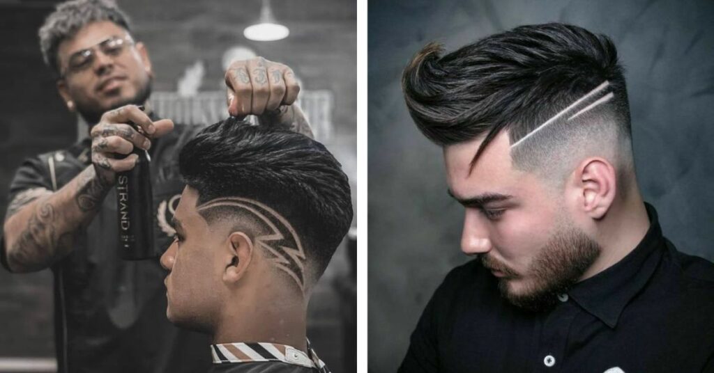 high top fade with designs