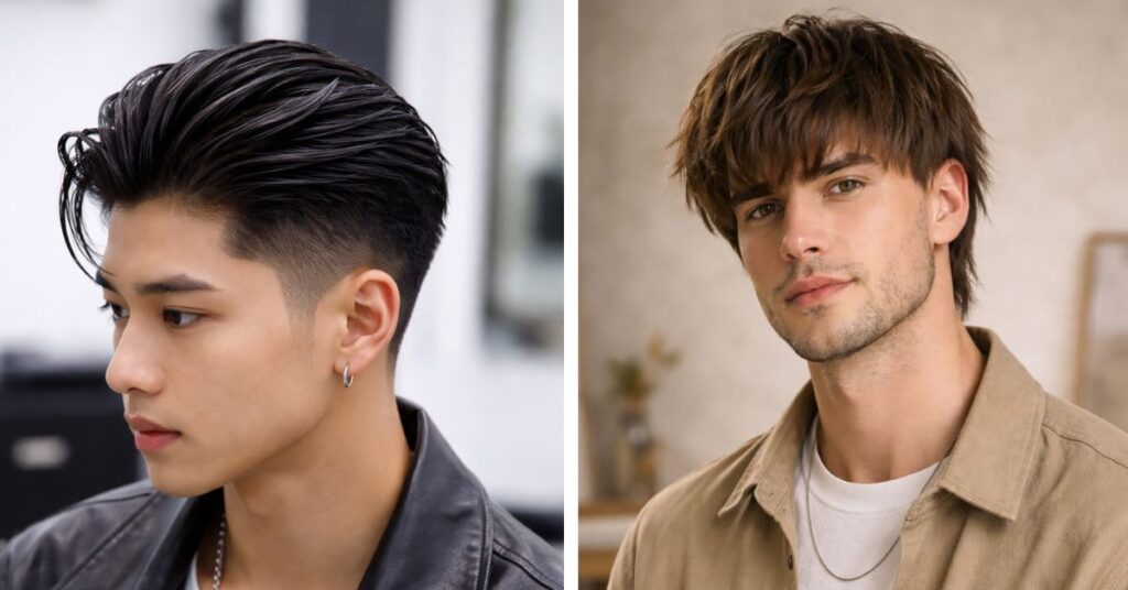 Two Block Haircut Style Guide: 25 Modern Korean Haircuts for Men slicked back two block