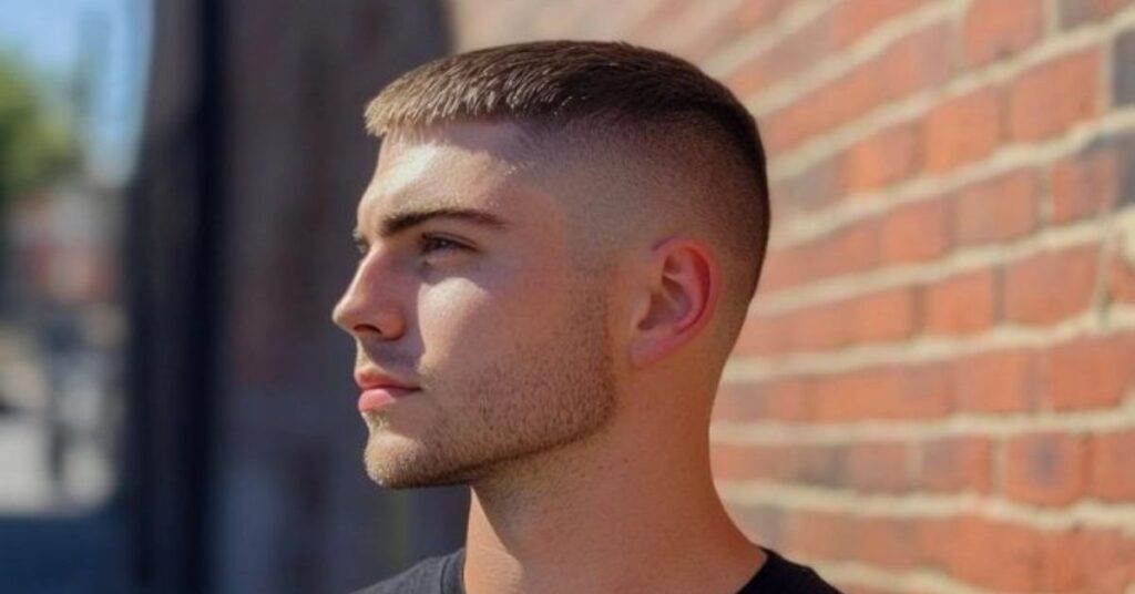 tapered crew cut with beard