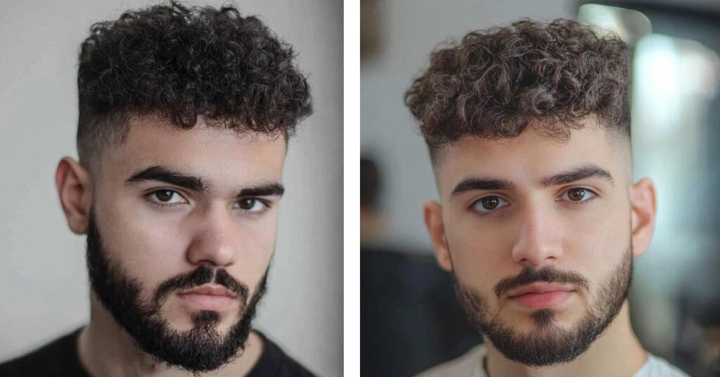 the bald fade with curly top