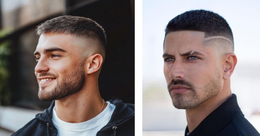 buzz cut with line up men