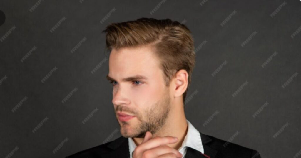 classic side part with a hard line