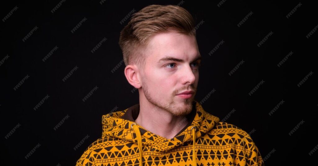 comb over fade with a curved part