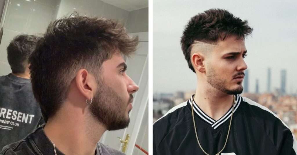 sharp burst fade mullet straight hair