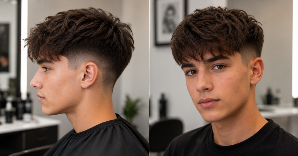 Modern bob haircut for men with face-framing layers and textured ends, 2026 style
