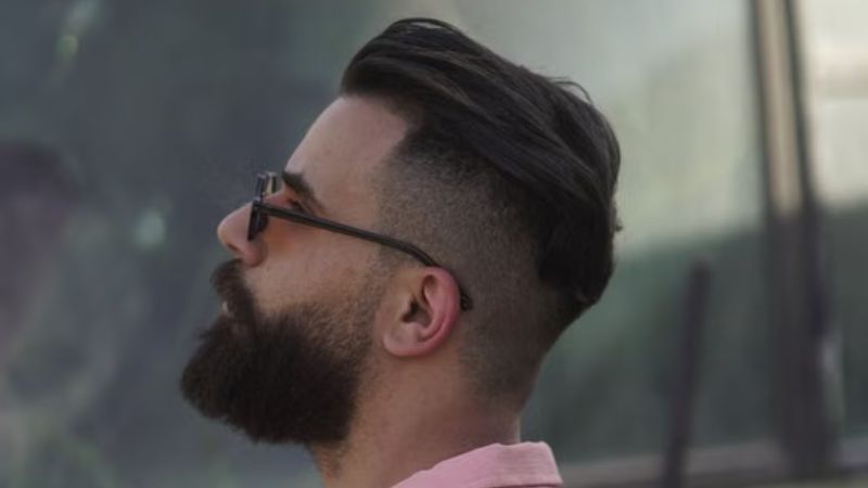 Slick Back with Mid Fade 